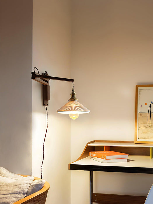 Swing Arm Walnut Wall Light - Simprolos
