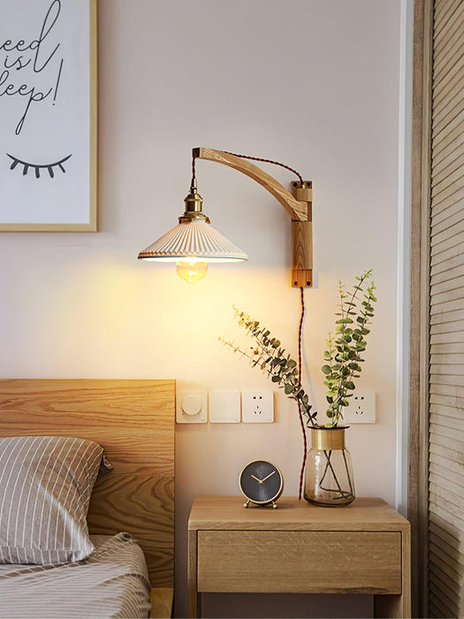 Swing Arm Walnut Wall Light - Simprolos