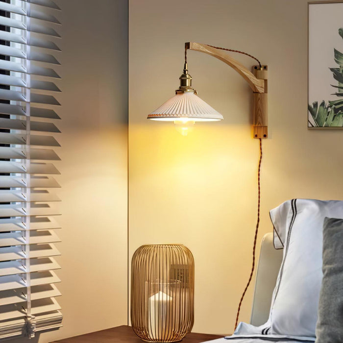 Swing Arm Walnut Wall Light - Simprolos