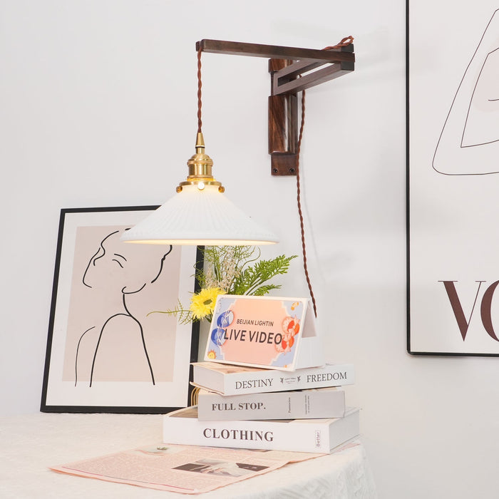 Swing Arm Walnut Wall Light - Simprolos