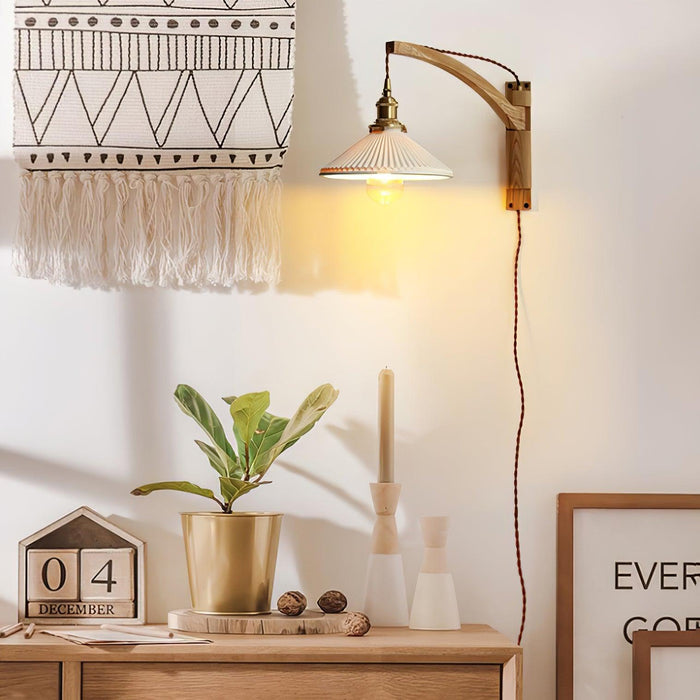 Swing Arm Walnut Wall Light - Simprolos
