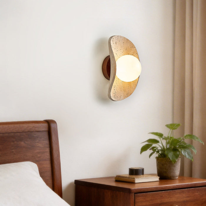 Tavian Halo Travertine Wall Lamp - Simprolos