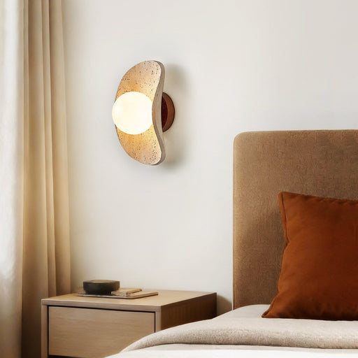 Tavian Halo Travertine Wall Lamp - Simprolos