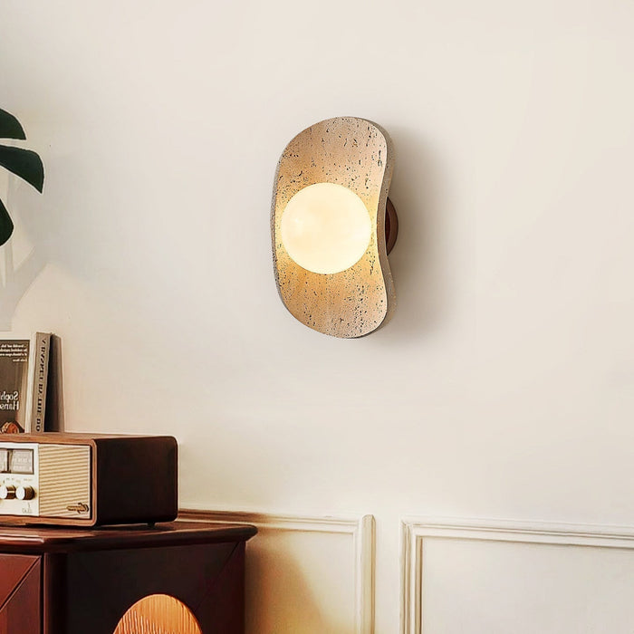 Tavian Halo Travertine Wall Lamp - Simprolos