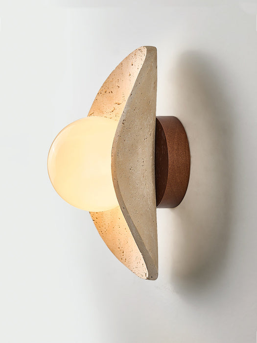 Tavian Halo Travertine Wall Lamp - Simprolos