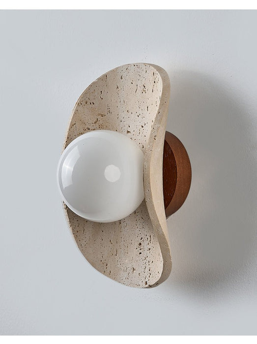 Tavian Halo Travertine Wall Lamp - Simprolos