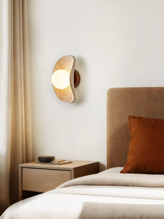 Tavian Halo Travertine Wall Lamp - Simprolos