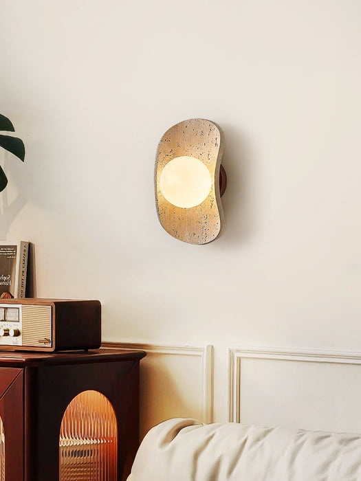 Tavian Halo Travertine Wall Lamp - Simprolos