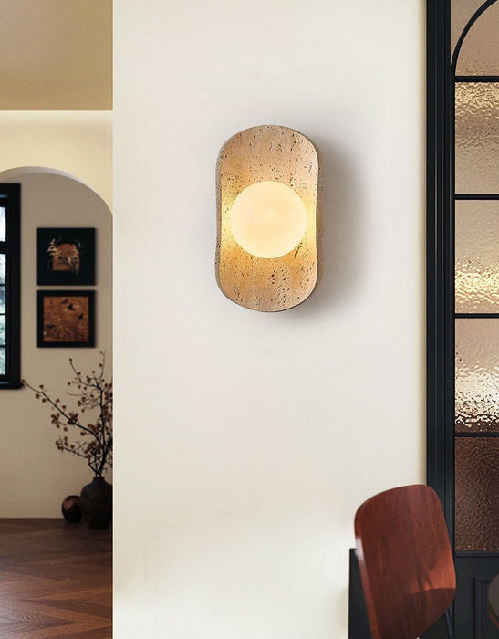 Tavian Halo Travertine Wall Lamp - Simprolos