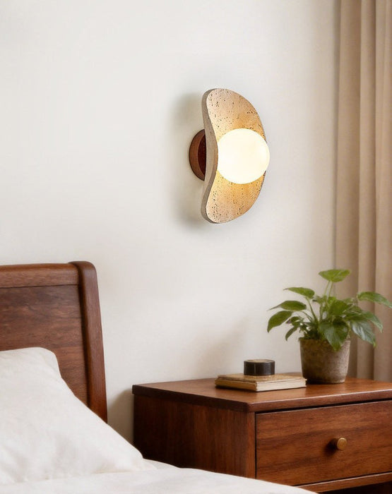 Tavian Halo Travertine Wall Lamp - Simprolos