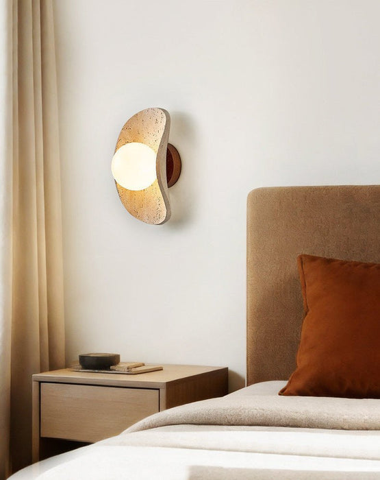 Tavian Halo Travertine Wall Lamp - Simprolos