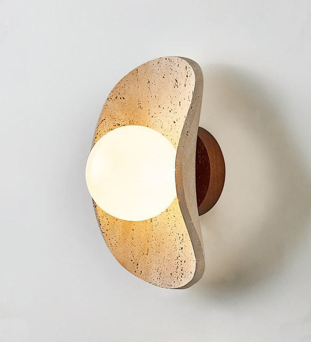Tavian Halo Travertine Wall Lamp - Simprolos