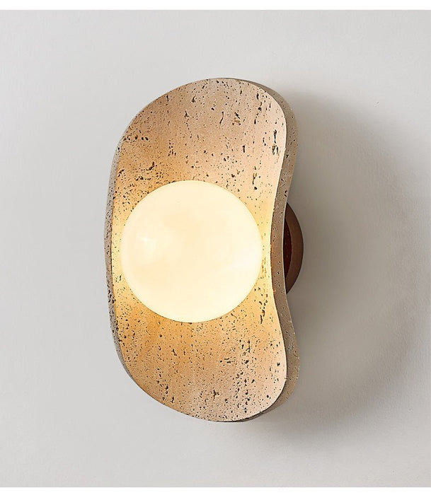 Tavian Halo Travertine Wall Lamp - Simprolos