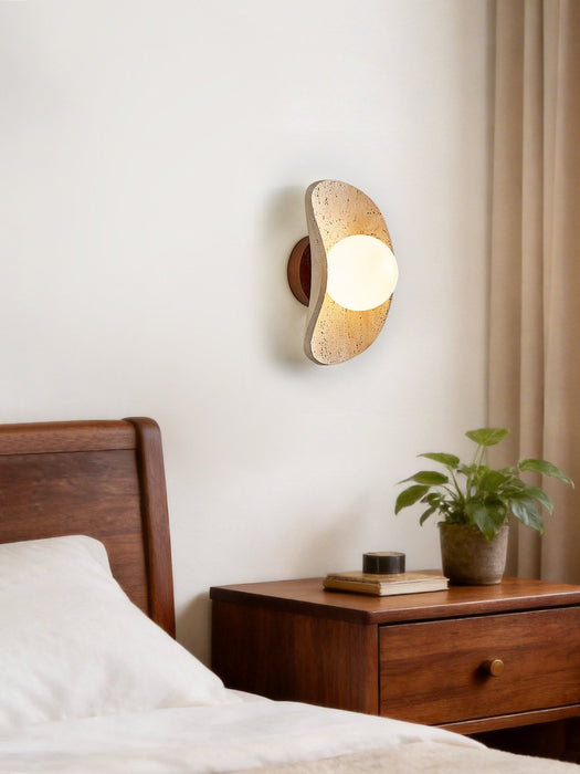 Tavian Halo Travertine Wall Lamp - Simprolos