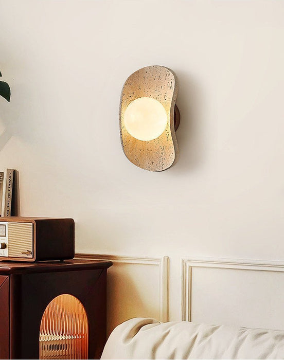 Tavian Halo Travertine Wall Lamp - Simprolos
