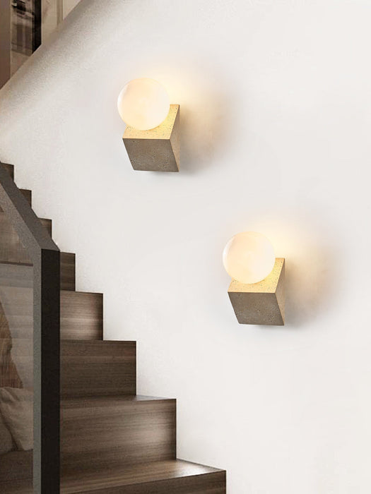 Tavian Orb Travertine Wall Lamp - Simprolos