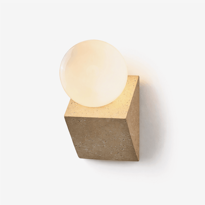 Tavian Orb Travertine Wall Lamp - Simprolos