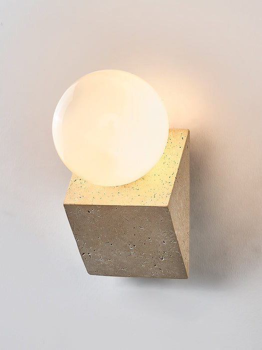 Tavian Orb Travertine Wall Lamp - Simprolos