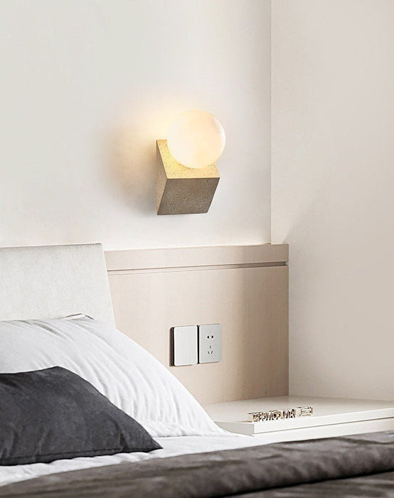 Tavian Orb Travertine Wall Lamp - Simprolos