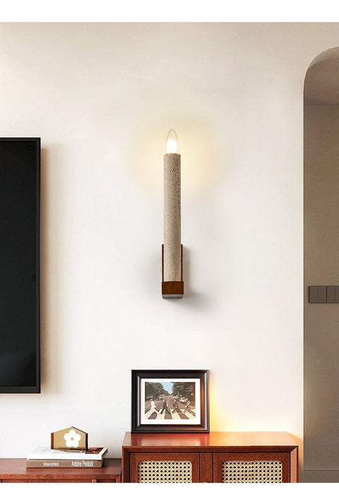 Tavian Travertine Candle Wall Lamp - Simprolos