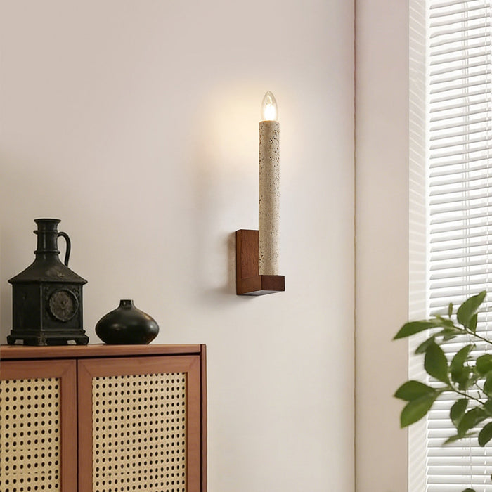 Tavian Travertine Candle Wall Lamp - Simprolos