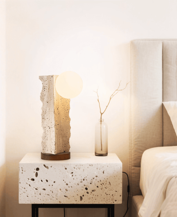 Terra Travertine Orb Table Lamp - Simprolos