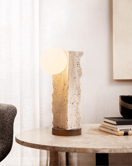 Terra Travertine Orb Table Lamp - Simprolos