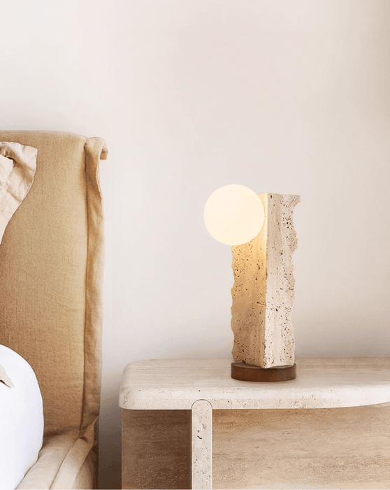 Terra Travertine Orb Table Lamp - Simprolos