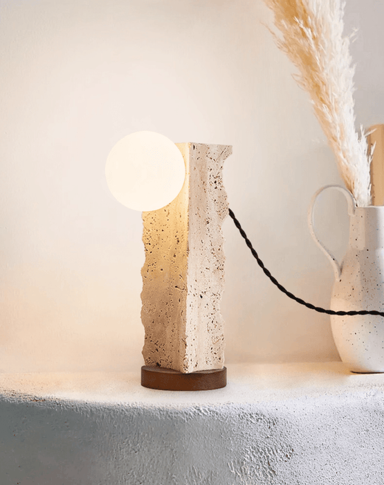Terra Travertine Orb Table Lamp - Simprolos