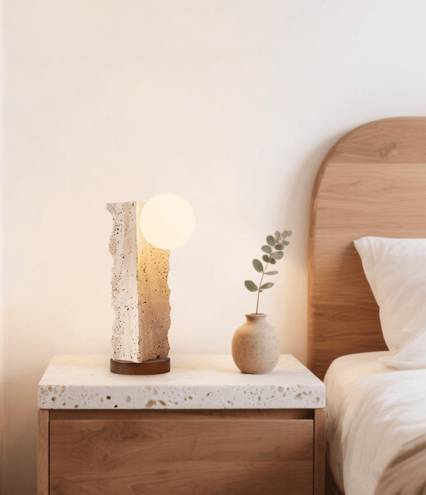 Terra Travertine Orb Table Lamp - Simprolos