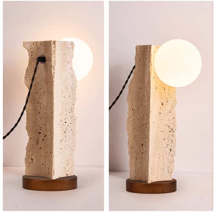 Terra Travertine Orb Table Lamp - Simprolos