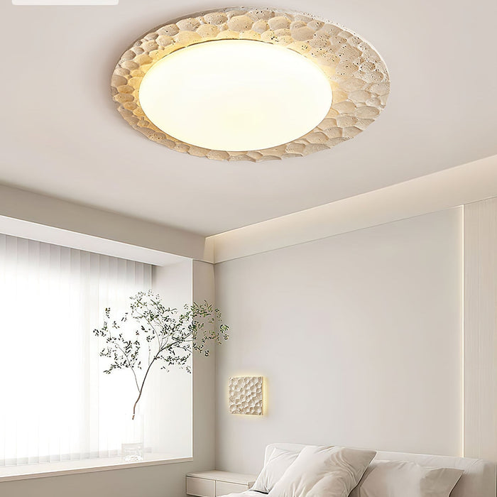 Textured Organic Travertine Ceiling Lamp - Simprolos