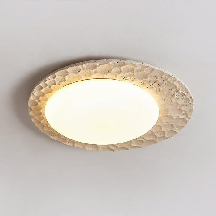 Textured Organic Travertine Ceiling Lamp - Simprolos