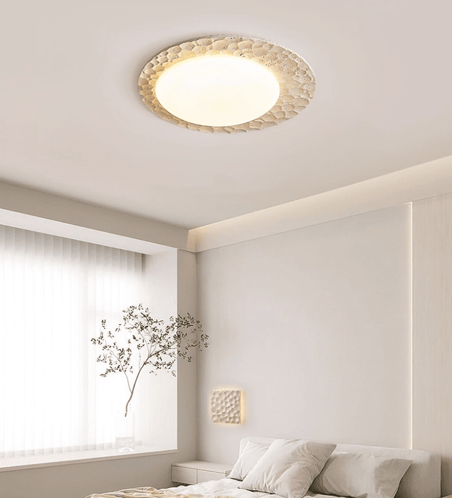 Textured Organic Travertine Ceiling Lamp - Simprolos