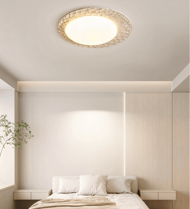 Textured Organic Travertine Ceiling Lamp - Simprolos