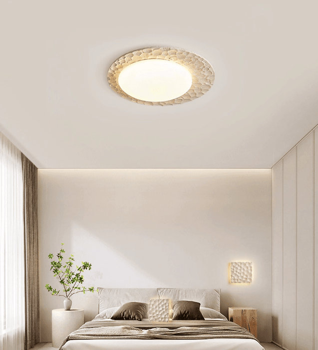 Textured Organic Travertine Ceiling Lamp - Simprolos