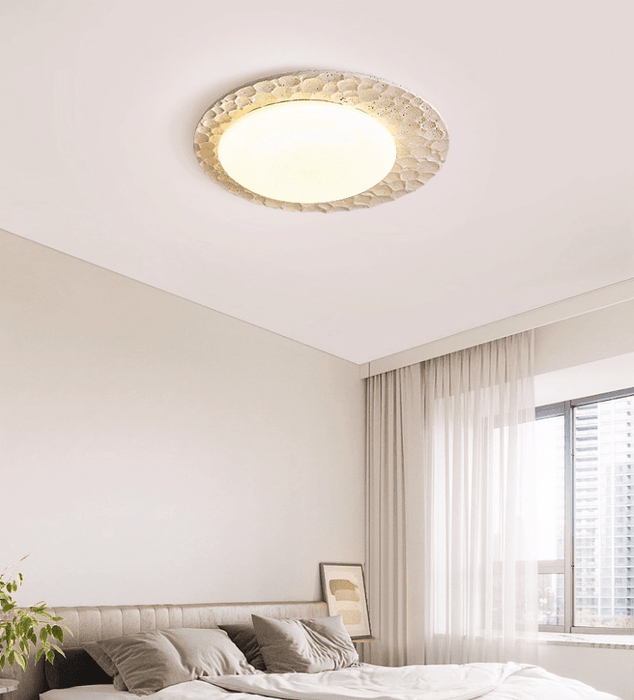 Textured Organic Travertine Ceiling Lamp - Simprolos