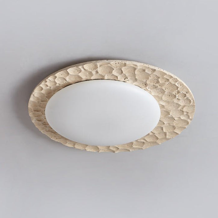 Textured Organic Travertine Ceiling Lamp - Simprolos