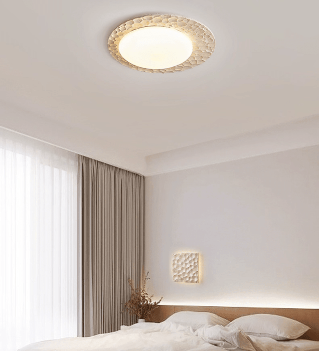 Textured Organic Travertine Ceiling Lamp - Simprolos