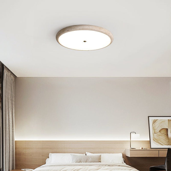 Textured Travertine Disk Ceiling Light - Simprolos