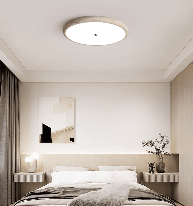 Textured Travertine Disk Ceiling Light - Simprolos