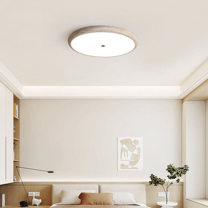 Textured Travertine Disk Ceiling Light - Simprolos