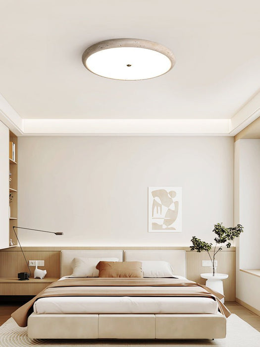 Textured Travertine Disk Ceiling Light - Simprolos