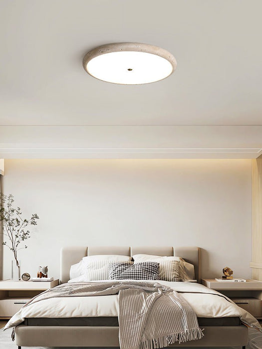 Textured Travertine Disk Ceiling Light - Simprolos