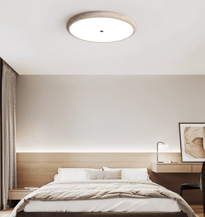 Textured Travertine Disk Ceiling Light - Simprolos