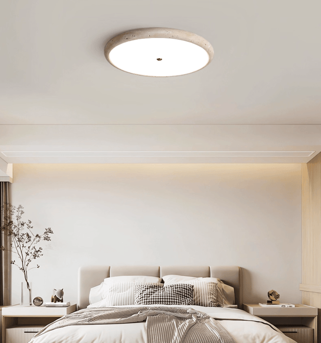 Textured Travertine Disk Ceiling Light - Simprolos