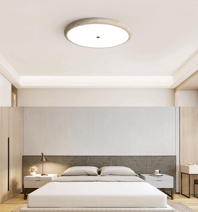 Textured Travertine Disk Ceiling Light - Simprolos