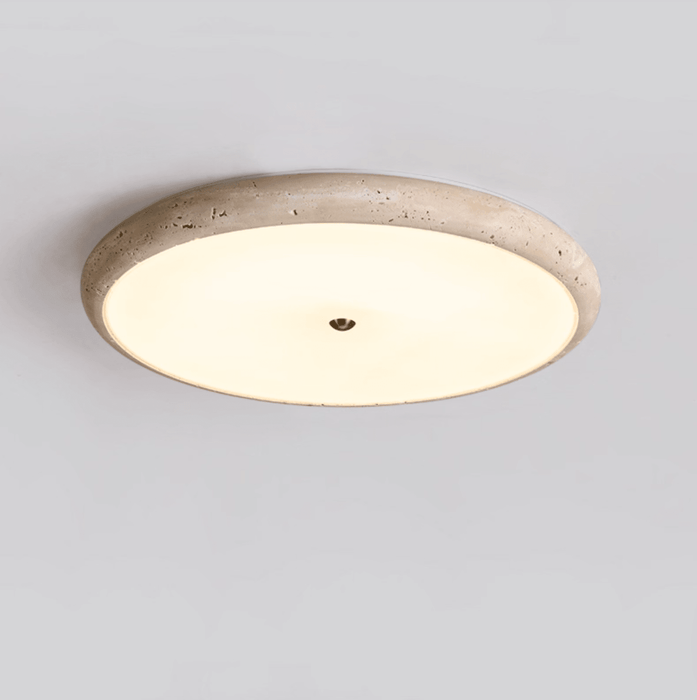 Textured Travertine Disk Ceiling Light - Simprolos