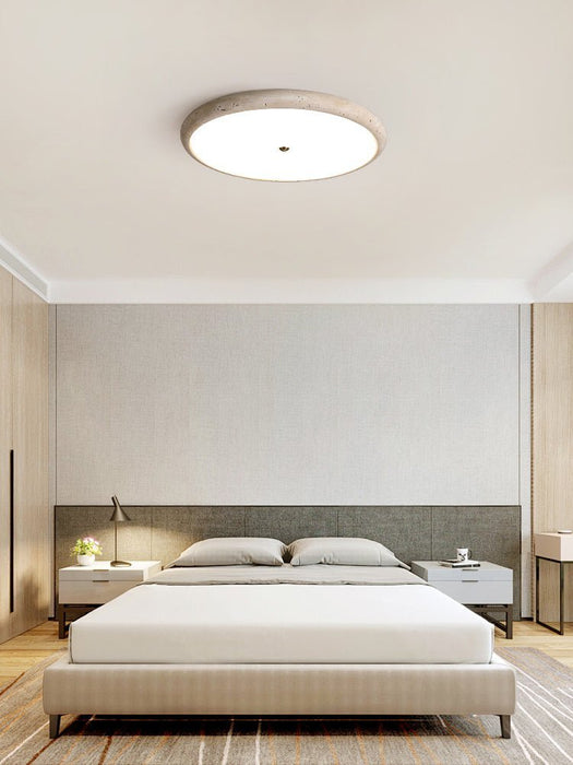 Textured Travertine Disk Ceiling Light - Simprolos