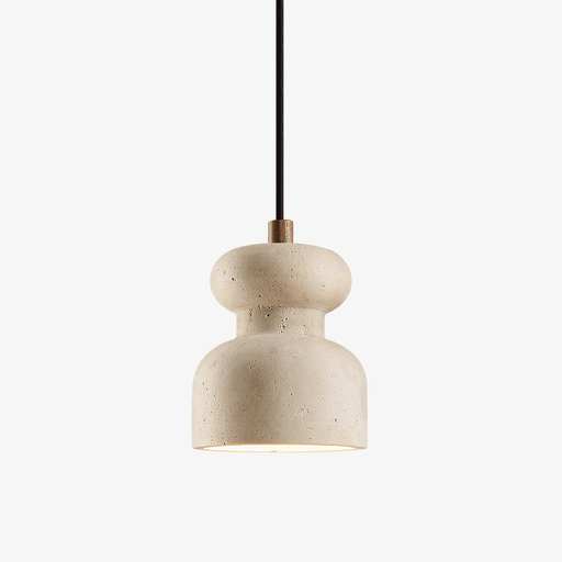 Textured Travertine Gourd Pendant Light - Simprolos